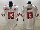Men's San Francisco 49ers #13 Brock Purdy White 2023 FUSE NFC West Champions Patch Throwback Stitched Jersey Dzhi,baseball caps,new era cap wholesale,wholesale hats